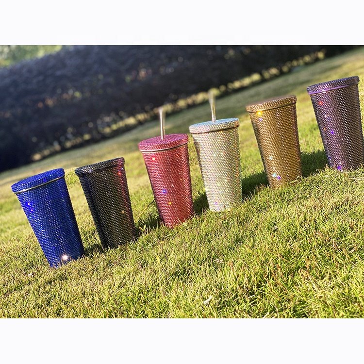 Diamond Bling Rhinestone Stainless Steel Double Wall Travel Glitter Tumbler 750 ml 304 stainless steel diamond coffee cup