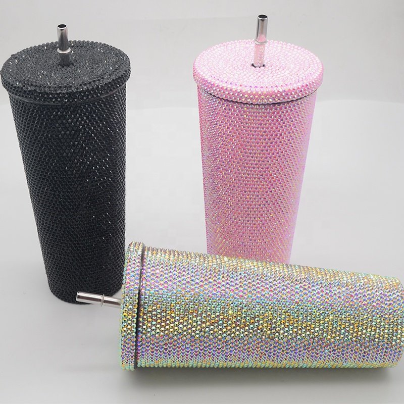 Diamond Bling Rhinestone Stainless Steel Double Wall Travel Glitter Tumbler 750 ml 304 stainless steel diamond coffee cup