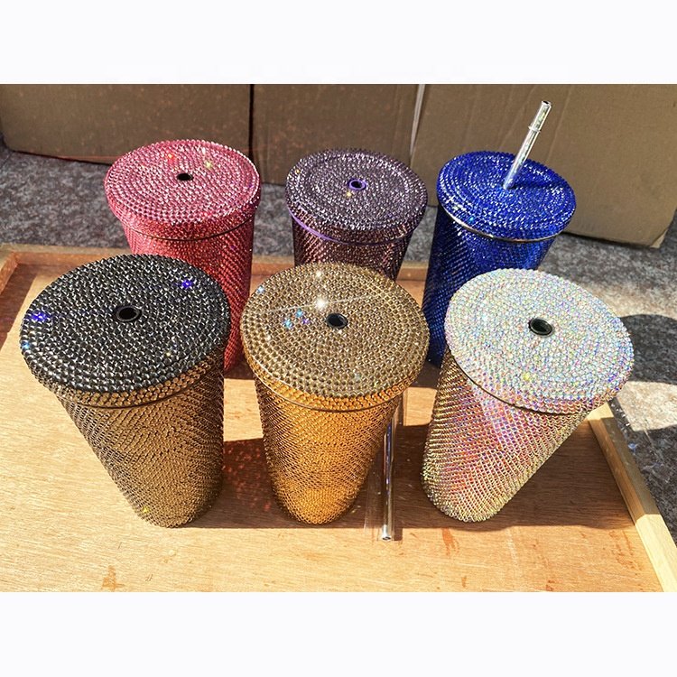 Diamond Bling Rhinestone Stainless Steel Double Wall Travel Glitter Tumbler 750 ml 304 stainless steel diamond coffee cup