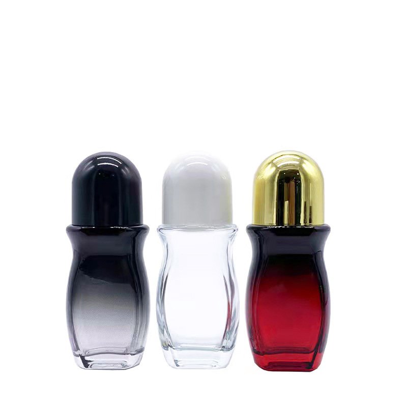 30ML 50ML refillable glass roll on deodorant bottle massage roller bottle container with roller ball and lid