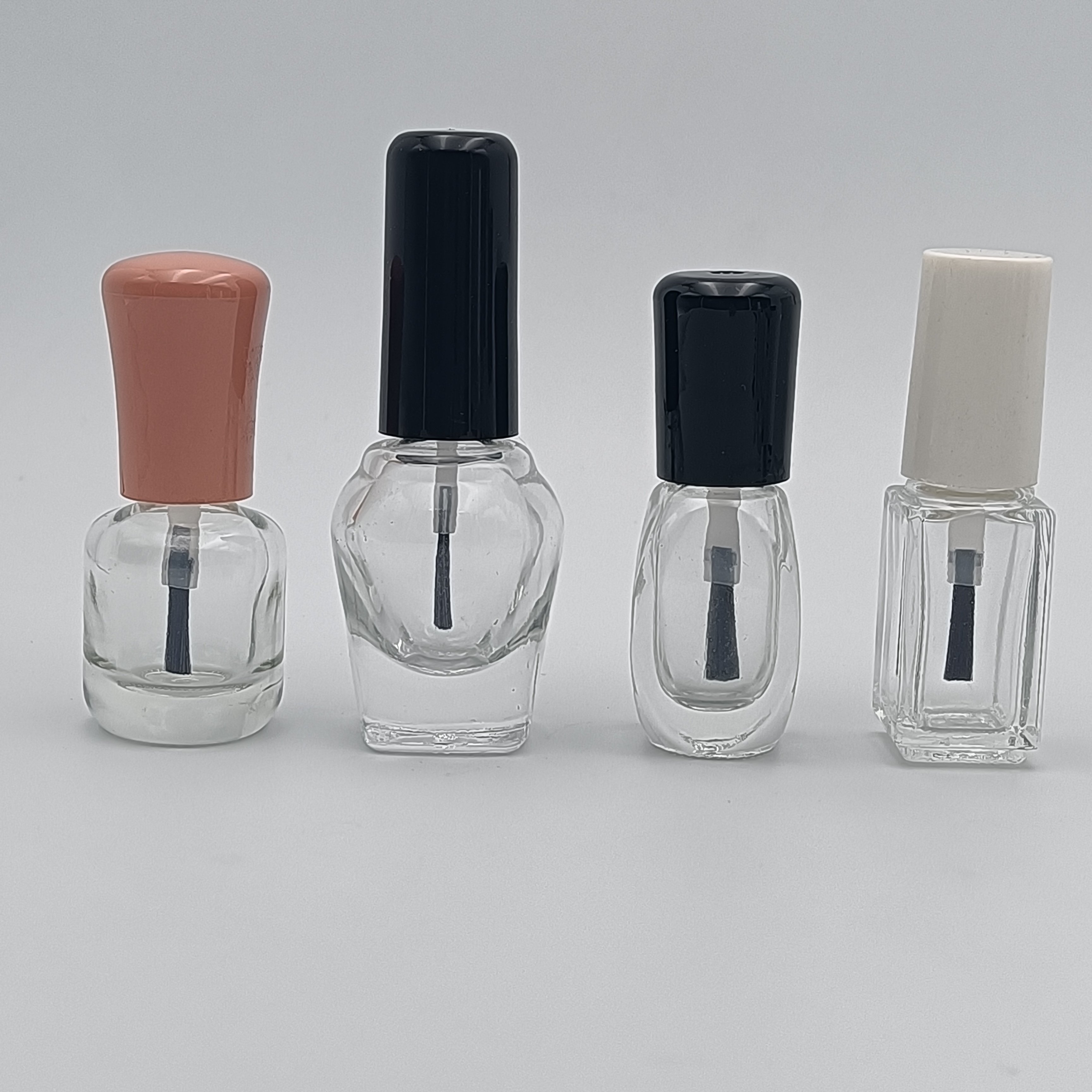 Hot sell clear new shapes nail polish bottle top 12 ml nail polish bottle with bamboo top logo on nail polish bottles