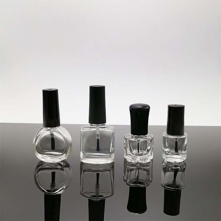 Hot sell clear new shapes nail polish bottle top 12 ml nail polish bottle with bamboo top logo on nail polish bottles