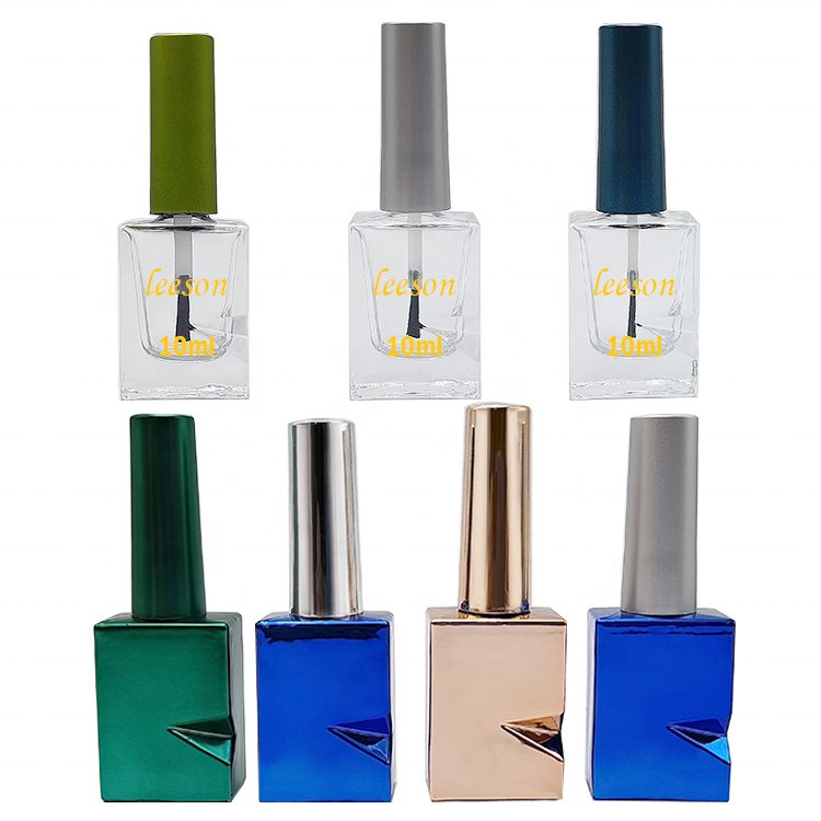 Hot sell clear new shapes nail polish bottle top 12 ml nail polish bottle with bamboo top logo on nail polish bottles