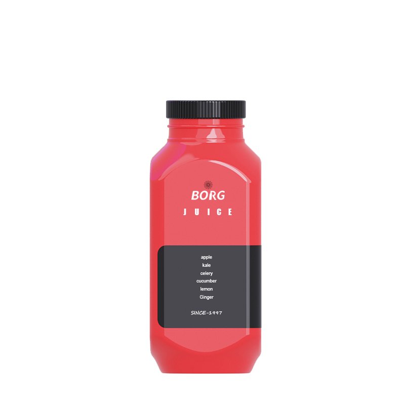 250ml 350ml 500ml Clear Empty French Square Beverage Business Juice Bottles With Cap