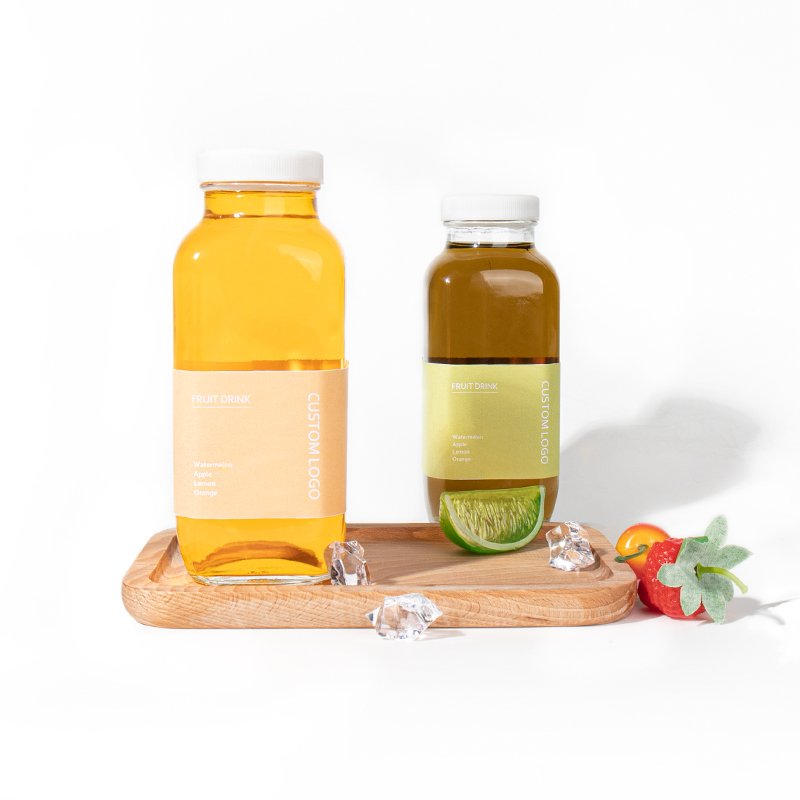 250ml 350ml 500ml Clear Empty French Square Beverage Business Juice Bottles With Cap