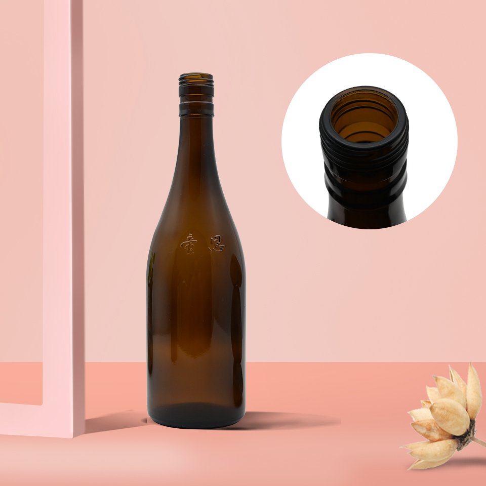 600ML Brown/ coffee/ amber glass enzymes bottle Wine bottle to order