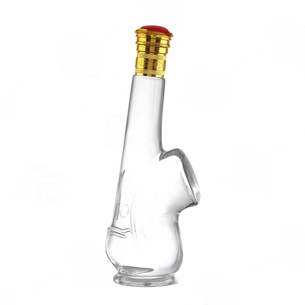 Customizable Products Simple Flat Clear Empty Liquor Wine Glass Bottles 500ml with Cork