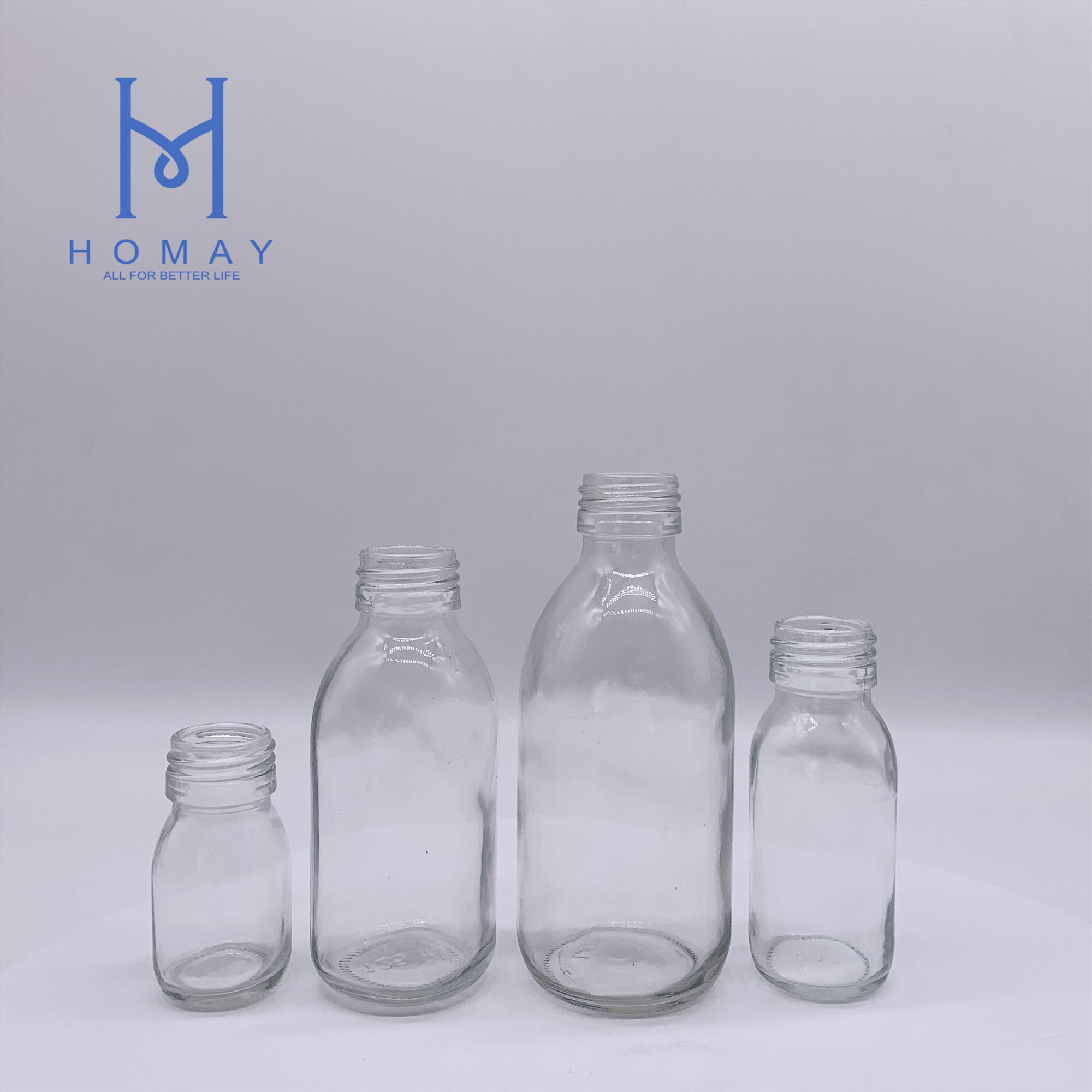 Hot sale 30ml 60ml 100ml 125ml 150ml 200ml 250ml amber syrup glass bottle with cap for drinking