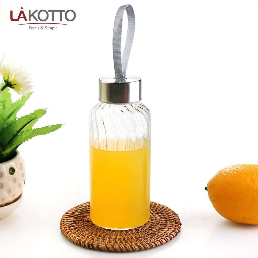 2022 NEW ARRIVAL 350ml high borosilicate glass bottle with stainless steel lid 12oz glass water bottle