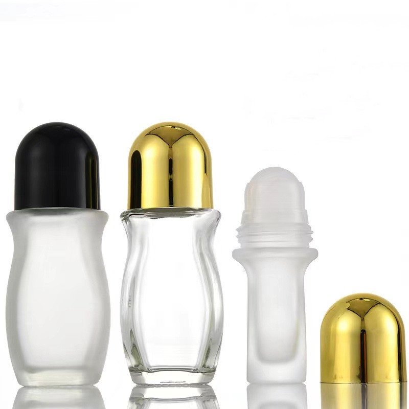Wholesale transparent 30ml 50ml glass deodorant roll on glass bottle essential oil perfume bottle