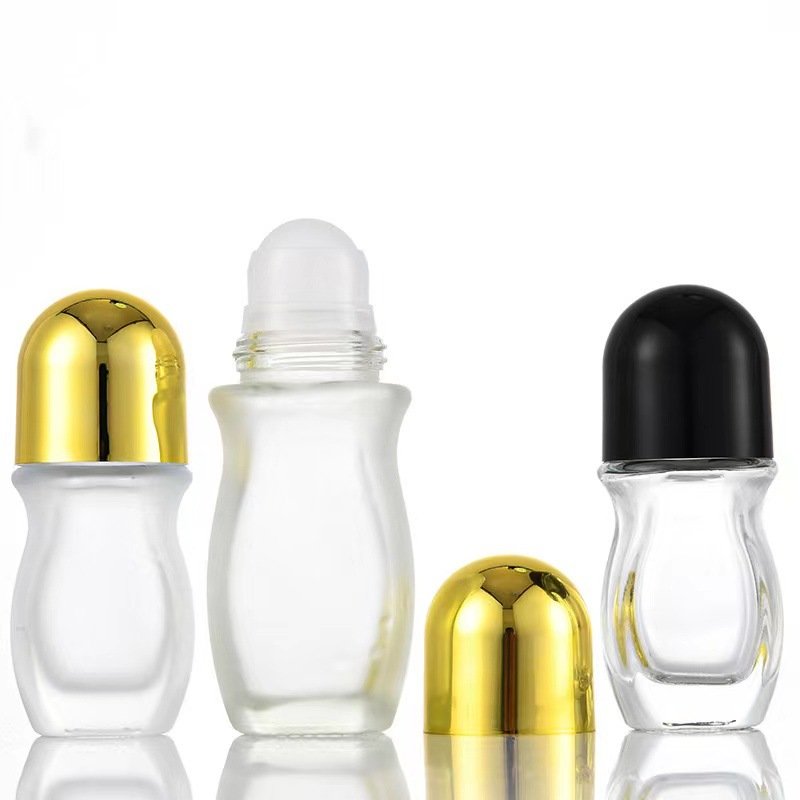 Wholesale transparent 30ml 50ml glass deodorant roll on glass bottle essential oil perfume bottle