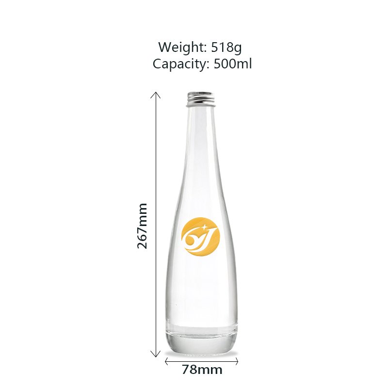 Factory High Quality Clear Empty 500ml Glass Water Bottle Round Bottom Whisky Vodka Soda Water Drinking Glass Bottle With Lids