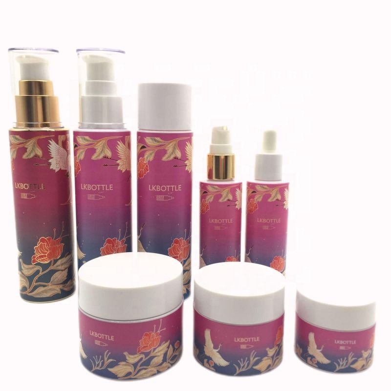Luxury Design Flat Shoulder 30ml Lotion Bottle Glass 100ml 15g 30g 50g Unique Glass Bottle And Jar For Skincare