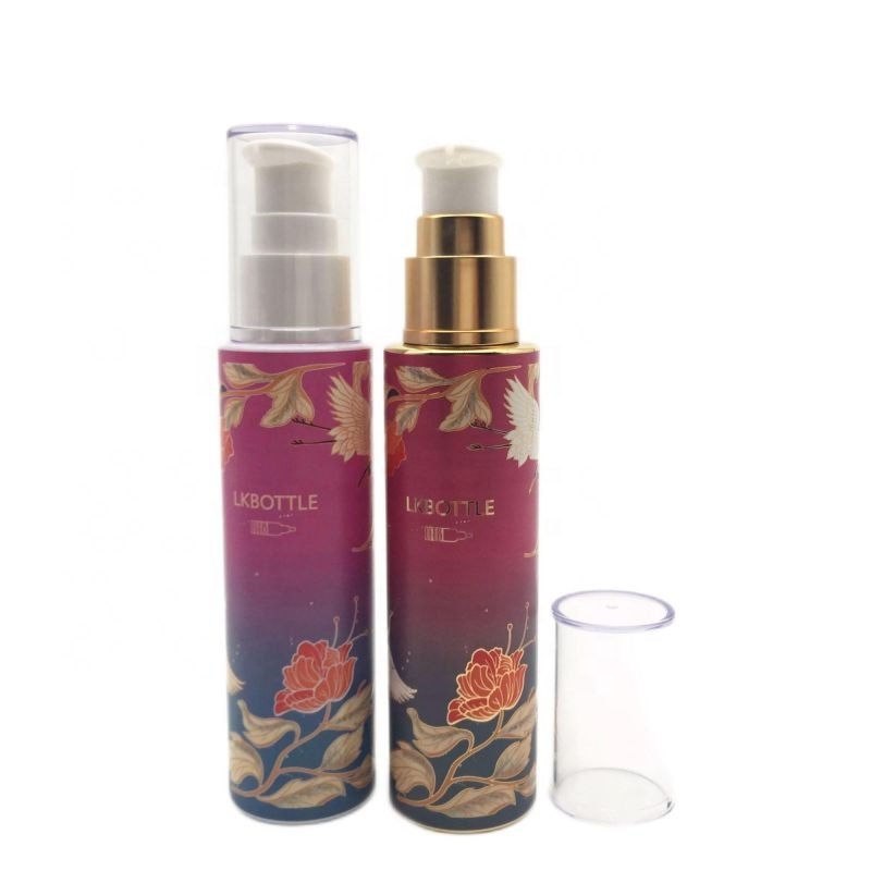 Luxury Design Flat Shoulder 30ml Lotion Bottle Glass 100ml 15g 30g 50g Unique Glass Bottle And Jar For Skincare