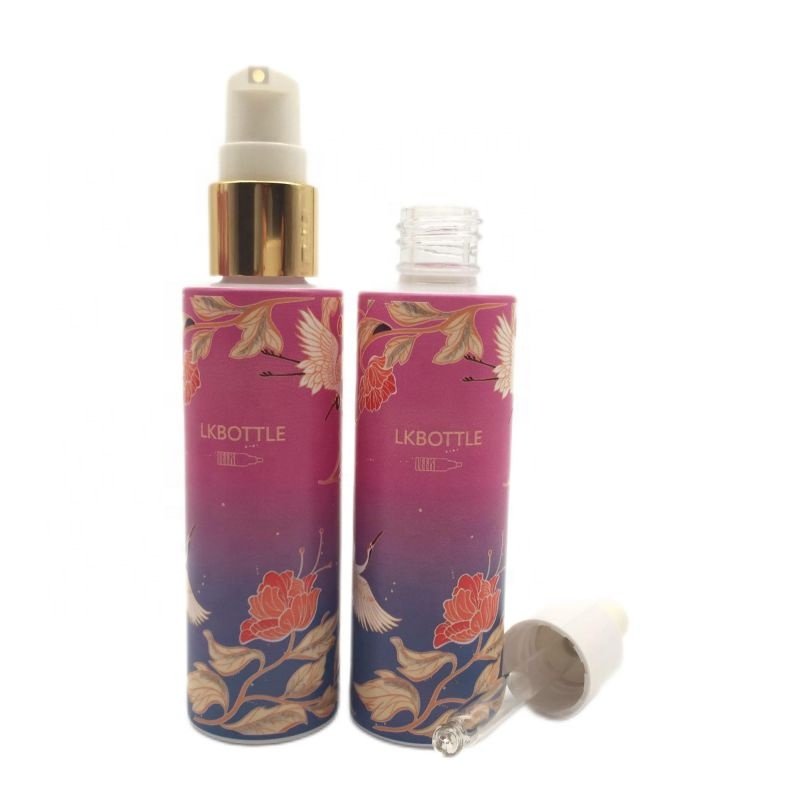 Luxury Design Flat Shoulder 30ml Lotion Bottle Glass 100ml 15g 30g 50g Unique Glass Bottle And Jar For Skincare