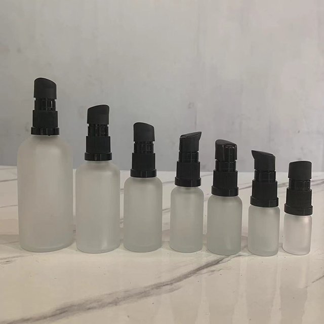 Hengjian 5ml 10ml 15ml 20ml 30ml 50ml 100ml Frosted Matte Cosmetic Skin Care Lotion Cream Pump Glass Bottle With Cover