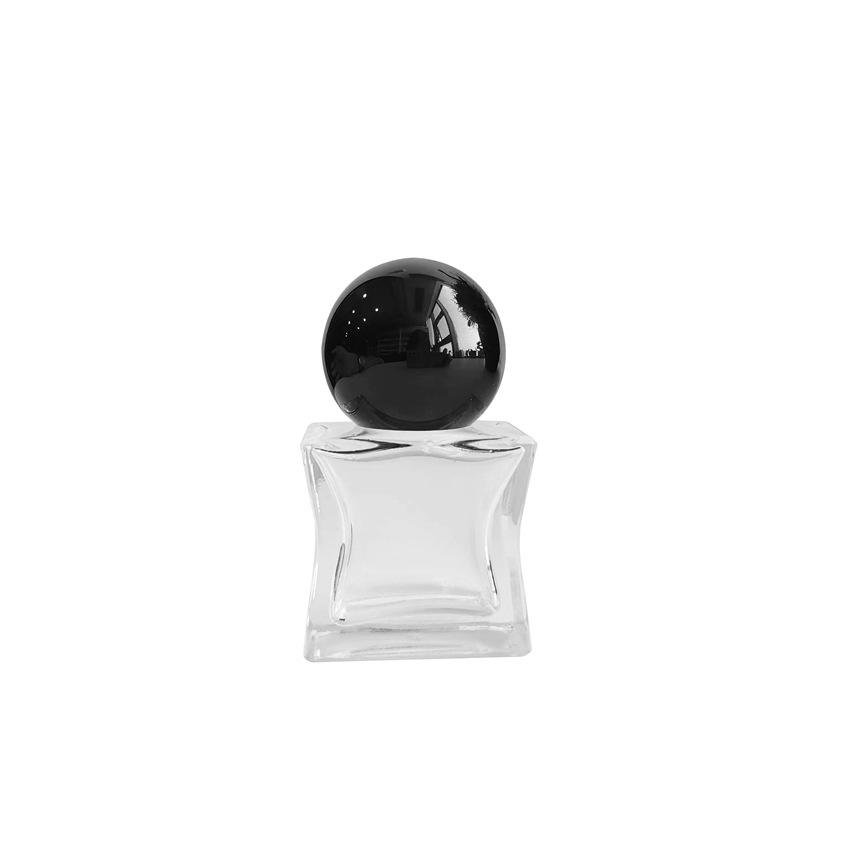 MUB 15ml Mini Size Perfume Empty Glass Crimp Neck Square Bottle With Ball Shape Cap