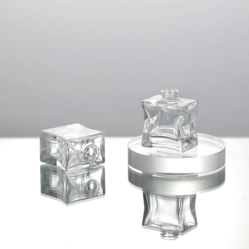 MUB 15ml Mini Size Perfume Empty Glass Crimp Neck Square Bottle With Ball Shape Cap