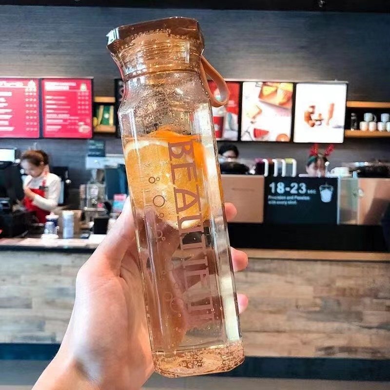 500ml Creative Glass Transparent Matte Water Bottle Drink Bottle Eco Friendly Portable For Kids/Girls School Outdoor Bottles