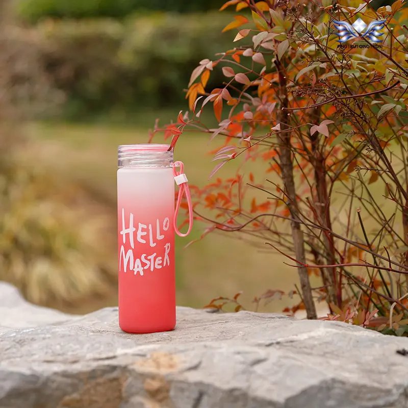 2024 New Sale Coffee High Borosilicate Glass Colored Frosted Cup Glass Libby Bottle With Lid And Glass Straw