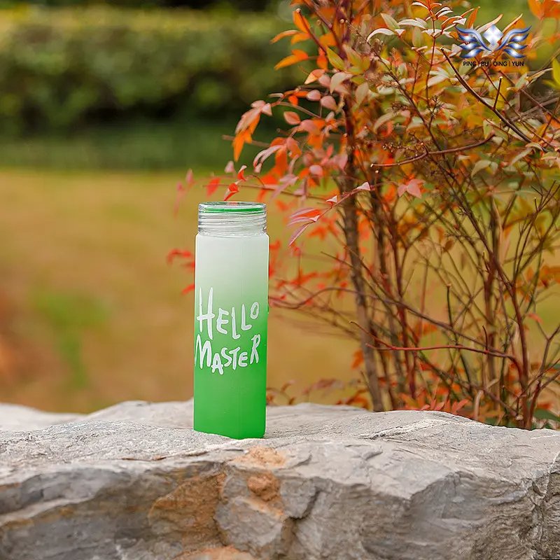 2024 New Sale Coffee High Borosilicate Glass Colored Frosted Cup Glass Libby Bottle With Lid And Glass Straw