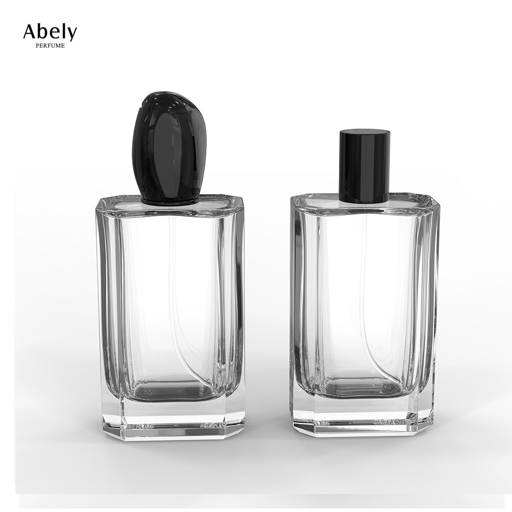 Abely Wholesale Custom Design Stylish Square Spray Fancy Fragrance Bottle 100ml Glass Perfume Bottle Cologne