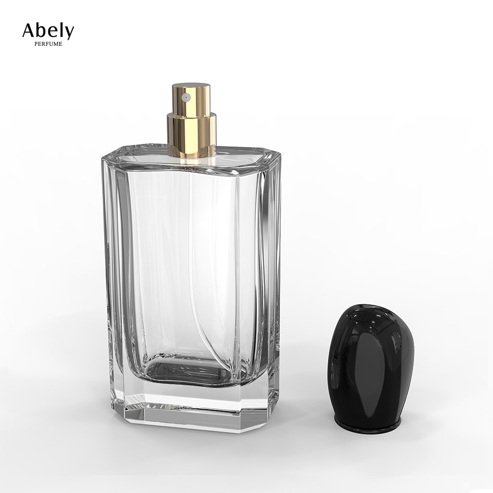 Abely Wholesale Custom Design Stylish Square Spray Fancy Fragrance Bottle 100ml Glass Perfume Bottle Cologne