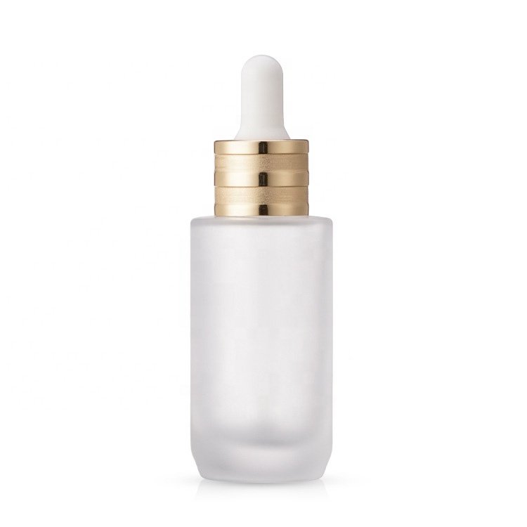 Free sample 30ml 1oz frosted essential oil glass dropper bottles matte CBD aluminum dropper face oil bottle
