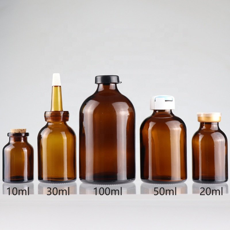10ml 20ml 30ml brown glass pharmaceutical injection viala bottle 50ml 100ml injection glass bottle with stopper lid