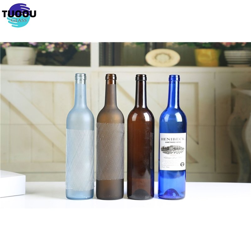 Hot sale 375ml 500ml 750ml fruit Frosted Clear Wine Glass Champagne Empty Bottle