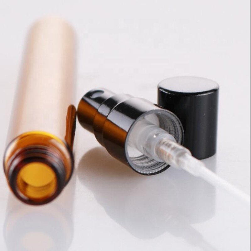 10ml pocket tube fine mist spray pump perfume glass bottle with factory with golden sprayer
