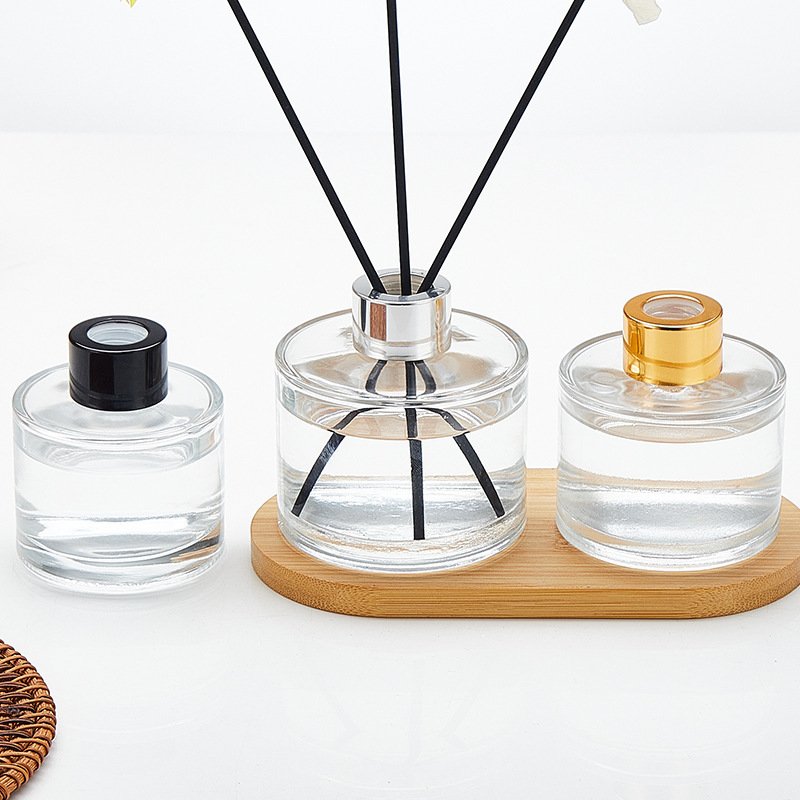 Round 100ml transparent color fragrance scented reed diffuser glass bottle for aroma oil