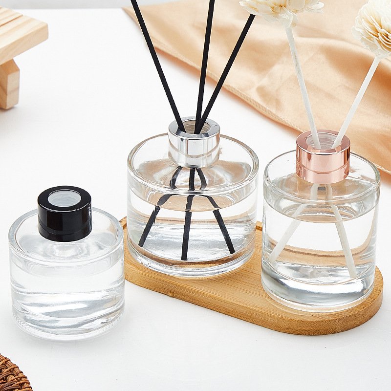 Round 100ml transparent color fragrance scented reed diffuser glass bottle for aroma oil