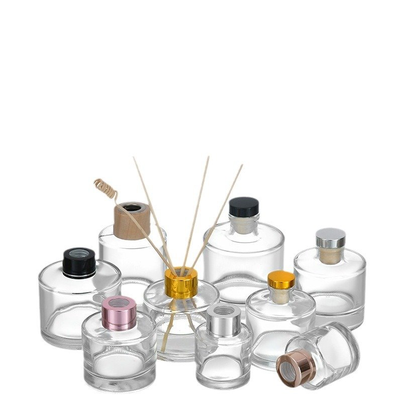 Round 100ml transparent color fragrance scented reed diffuser glass bottle for aroma oil