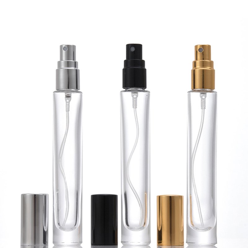Portable Thick Bottom Empty Round Clear Parfum Spray Bottle 10ml Luxury Glass Perfume Sample Bottle