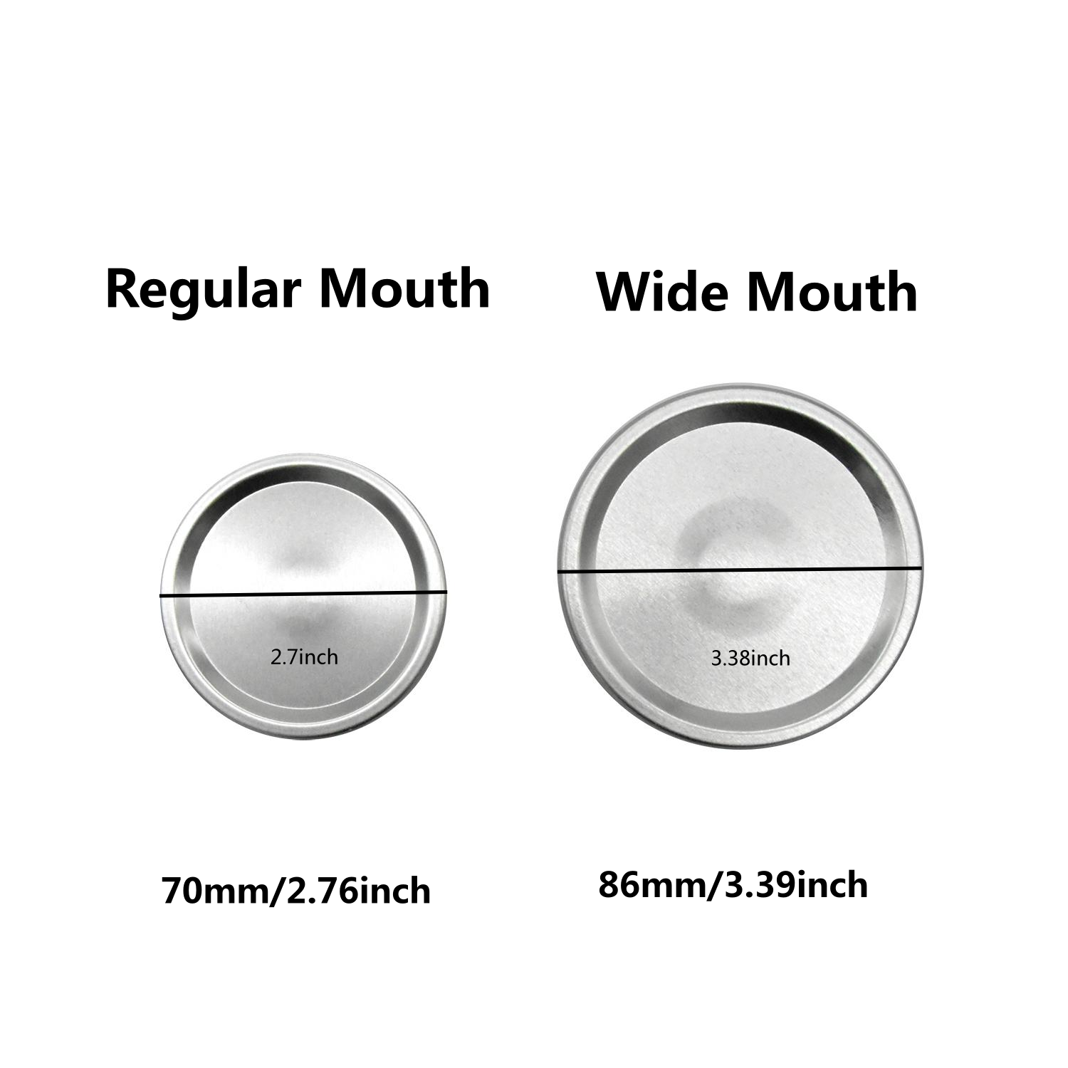 Factory Regular 70 mm 86mm Wide Mouth Lids, Sealing Glass Bottles Canning Lids, Stainless Steel Mason Jar Lids