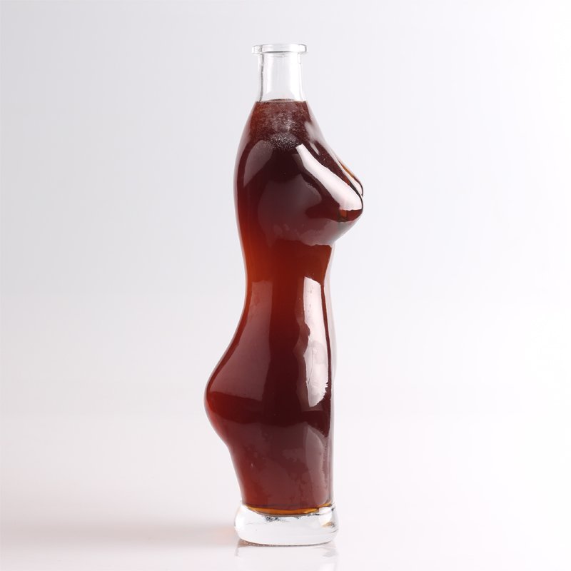 Wholesale Manufacturer High End Woman Shaped 750ml Glass Bottle With Cork Screen Printing Decal For Whisky Vodka Spirits Use