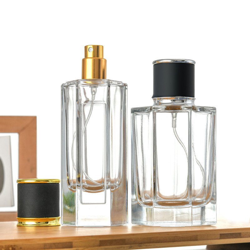 wholesale luxury 30ml 50ml 60ml square round spray cap empty refill glass bottle perfume bottle Can be customized packaging