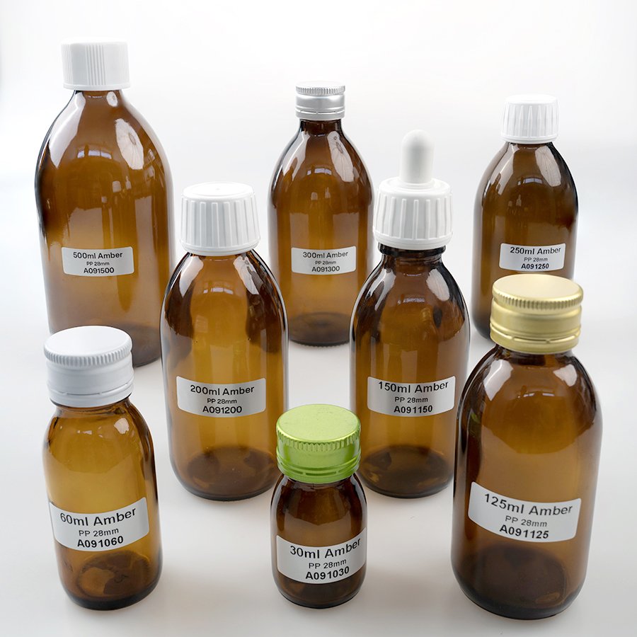 30ml 60ml 125ml 150ml 200ml 250ml 300ml 500ml amber round pharmaceutical glass cough syrup bottle with plastic cap