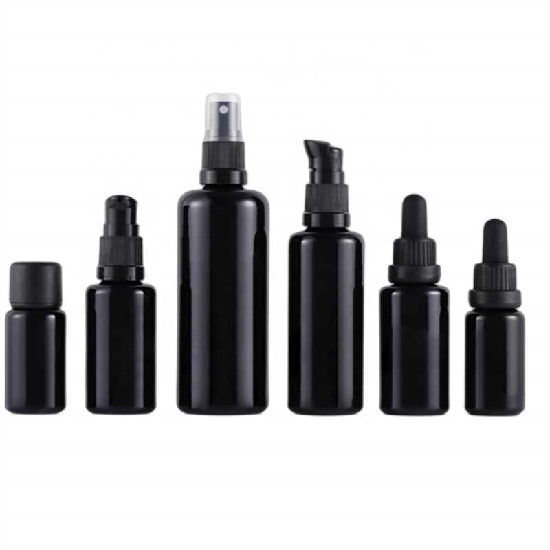 5ml 10ml 15ml 30ml 50ml 100ml Bright face Matte black glass dropper bottles essential oil Spray emulsion bottle