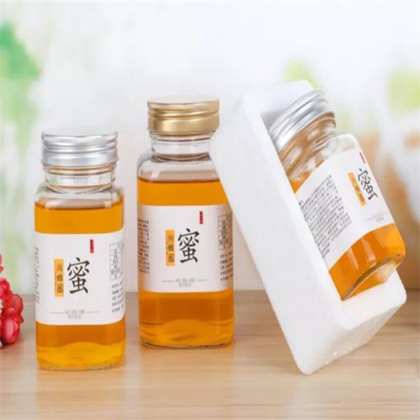Honey Cans with Golden Lid Glass Honey Jars with Silver Lid square Glass Bottles 375 ml for Honey