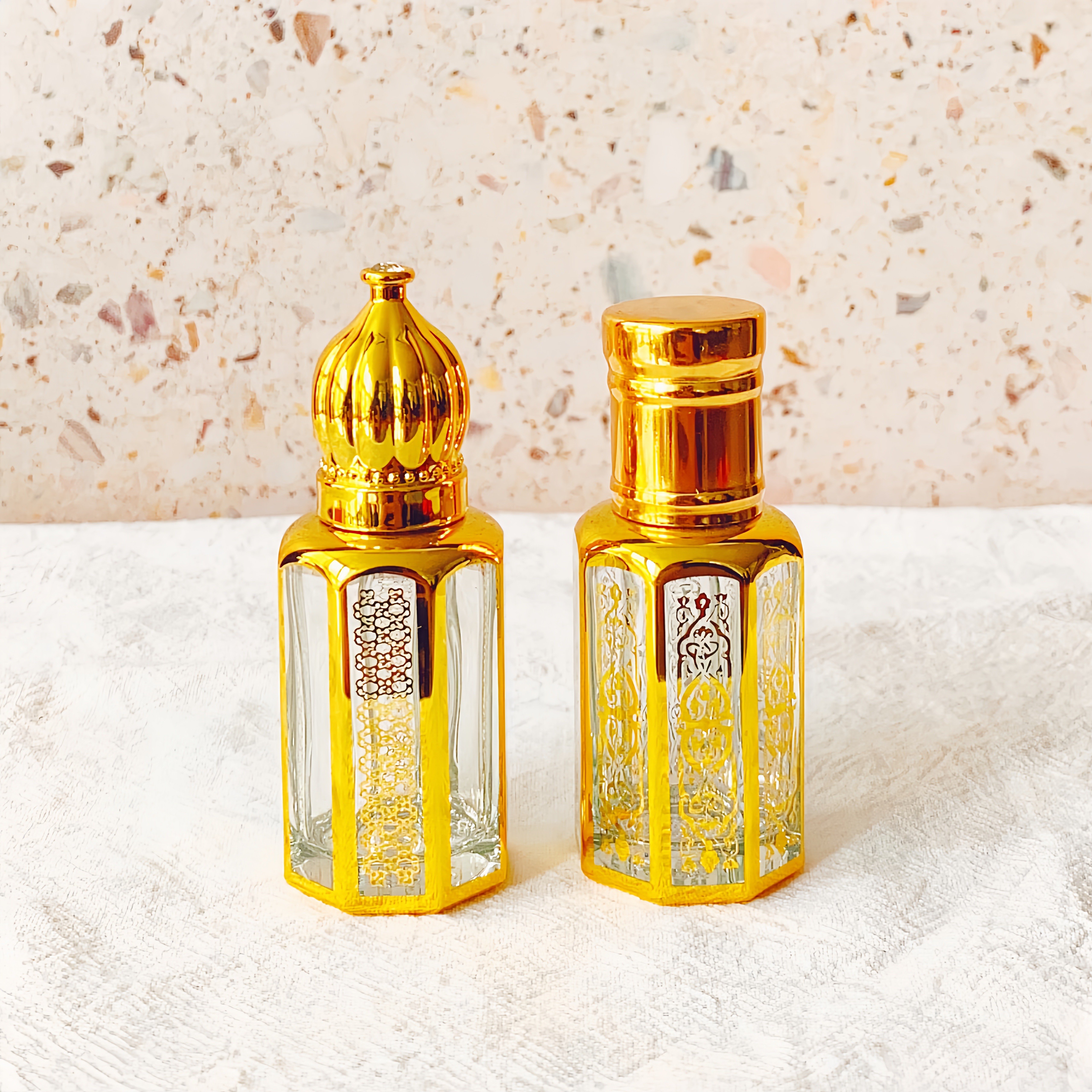 Custom Refillable Arabic Style Gold Perfume Bottle Roll On Glass Bottle Empty Essential Oil Roller Bottles