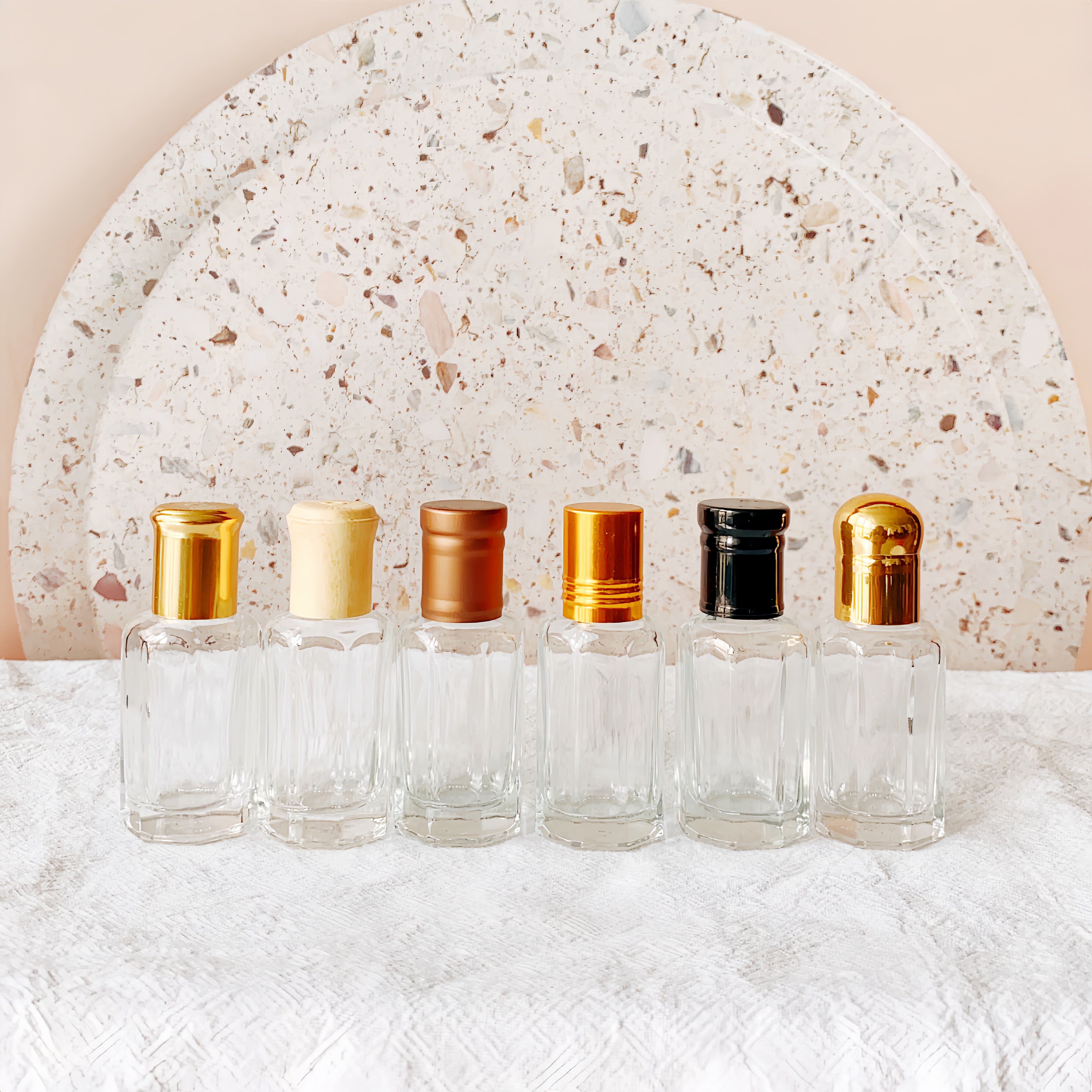 Custom Refillable Arabic Style Gold Perfume Bottle Roll On Glass Bottle Empty Essential Oil Roller Bottles