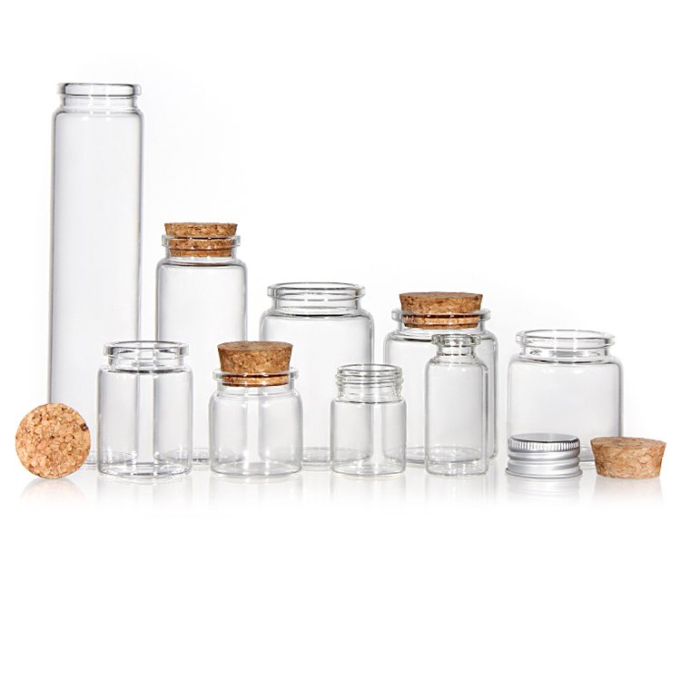 Wholesale Cute Mini Glass Color Tiny Glass Necklace Pendant Vial Bottles With Corks Stoppers