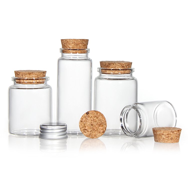 Wholesale Cute Mini Glass Color Tiny Glass Necklace Pendant Vial Bottles With Corks Stoppers
