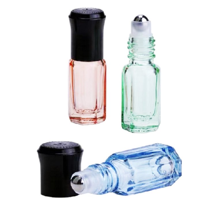 Wholesale 3ml 6ml 9ml 12ml Luxury Empty Clear Octagon Perfume Bottle Attar Essential Oil Roller Glass Bottle