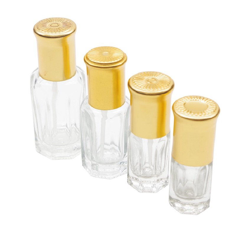Wholesale 3ml 6ml 9ml 12ml Luxury Empty Clear Octagon Perfume Bottle Attar Essential Oil Roller Glass Bottle