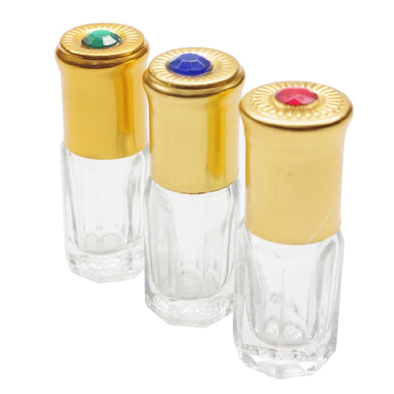 Wholesale 3ml 6ml 9ml 12ml Luxury Empty Clear Octagon Perfume Bottle Attar Essential Oil Roller Glass Bottle