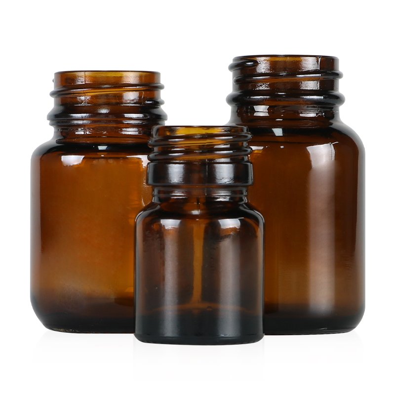 XWM Frosted Amber Brown Clear Boston Round Glass Bottles with Dropper
