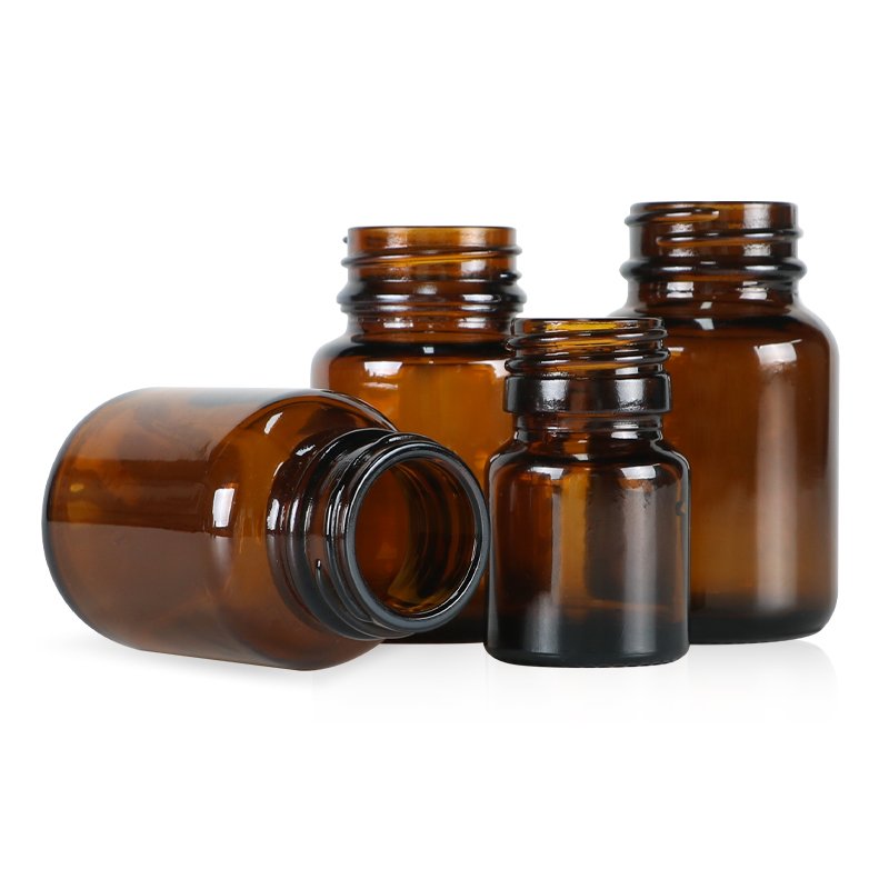 XWM Frosted Amber Brown Clear Boston Round Glass Bottles with Dropper